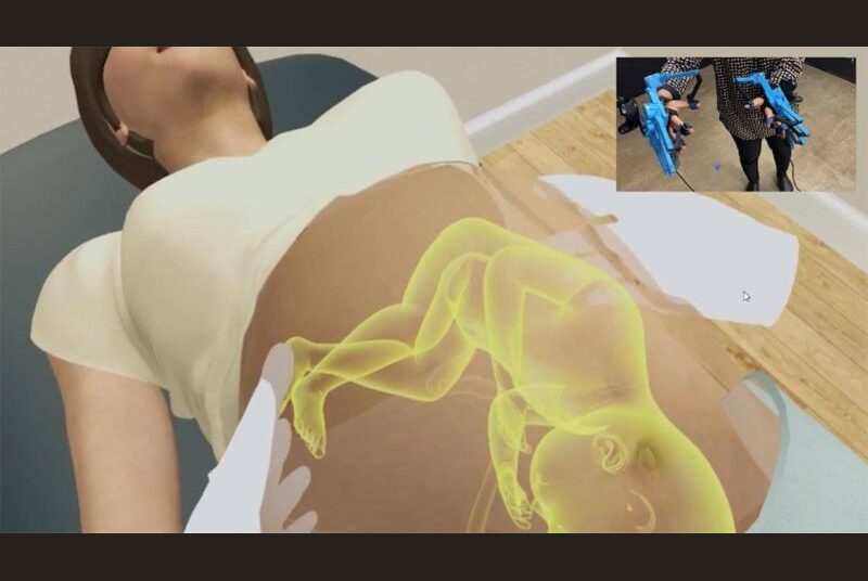 Virtual reality rendering of pregnancy allows for the VR user to practice of labor and delivery techniques
