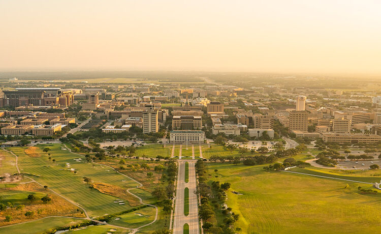 Texas A&M University campus aerial view