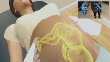 Virtual reality rendering of pregnancy allows for the VR user to practice of labor and delivery techniques