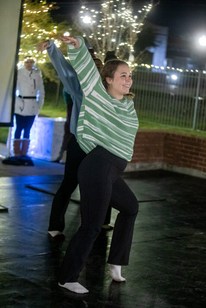 A dancer performs at the Lights On! event.