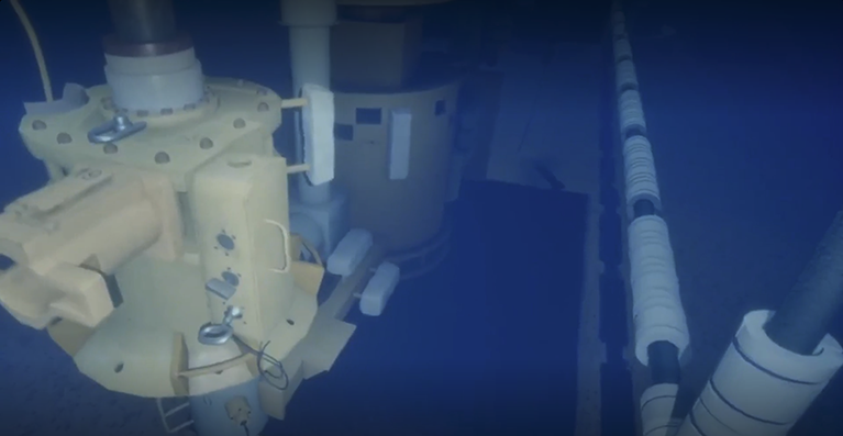A 3D view of underwater equipment.