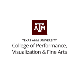 A logo for the Texas A&M College of Performance, Visualization and Fine Arts