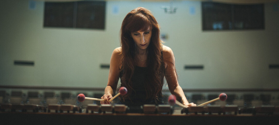 A percussionist plays marimba.